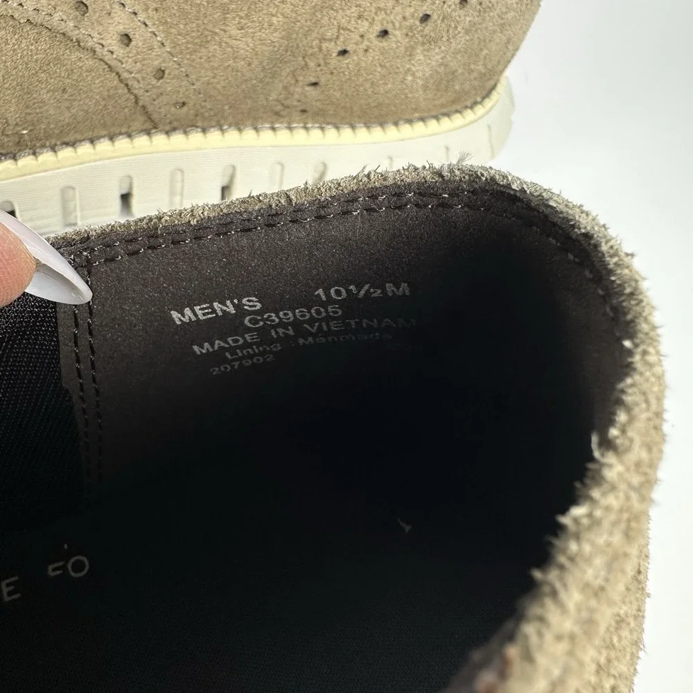 Cole Haan ZERØGRAND Remastered Wingtip Oxford Truffle Suede Men's 10.5M